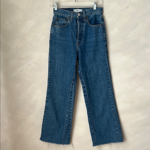 Re/done high rise Wide Leg Crop blue jeans size 26 - Picture 1 of 10